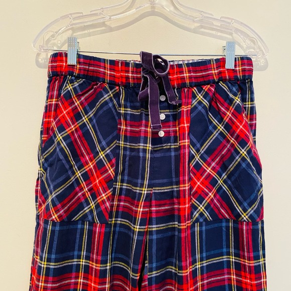Aerie Plaid Cotton Flannel Red Navy Loungewear Pajama Pants Sleepwear Small NEW - Picture 3 of 10